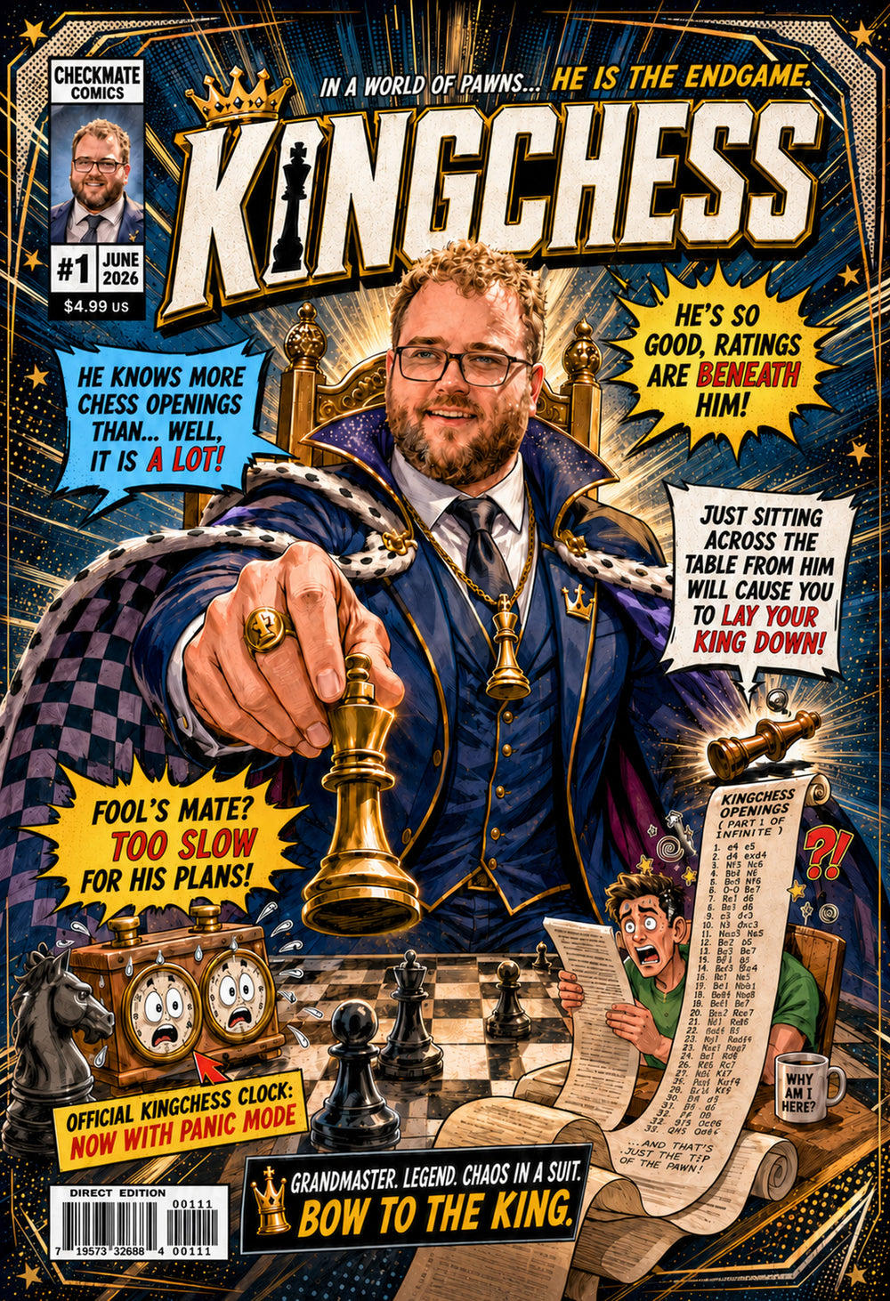 Finished personalized Kingchess comic cover created for Ryan